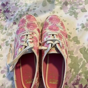 Kate Spade Cream and Pink Floral Sneakers